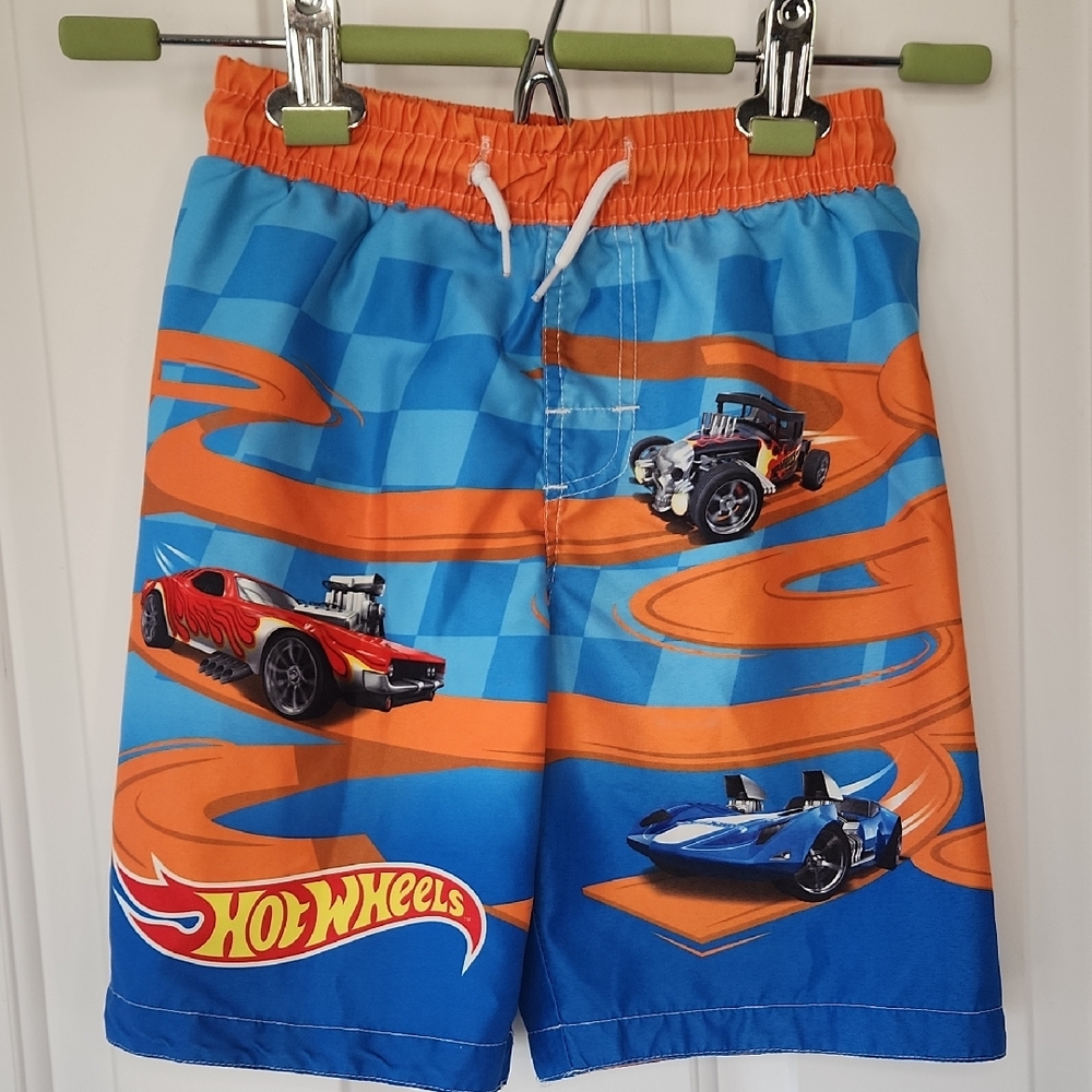 Hot Wheels Kids Swim Trunks - Blue and Orange
